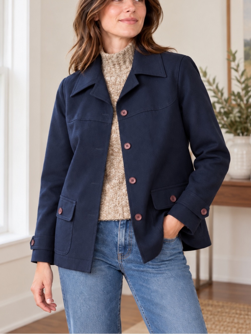 Vintage lightweight peacoat blazer, blue